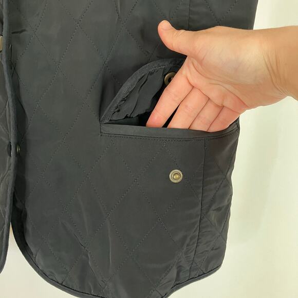 Talbots | Black Quilted Vest Snap Polyester Womens Large - Picture 3 of 8